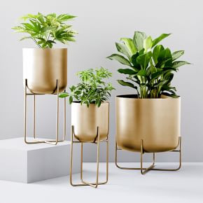 Spun Metal Standing Planters | West Elm (US)