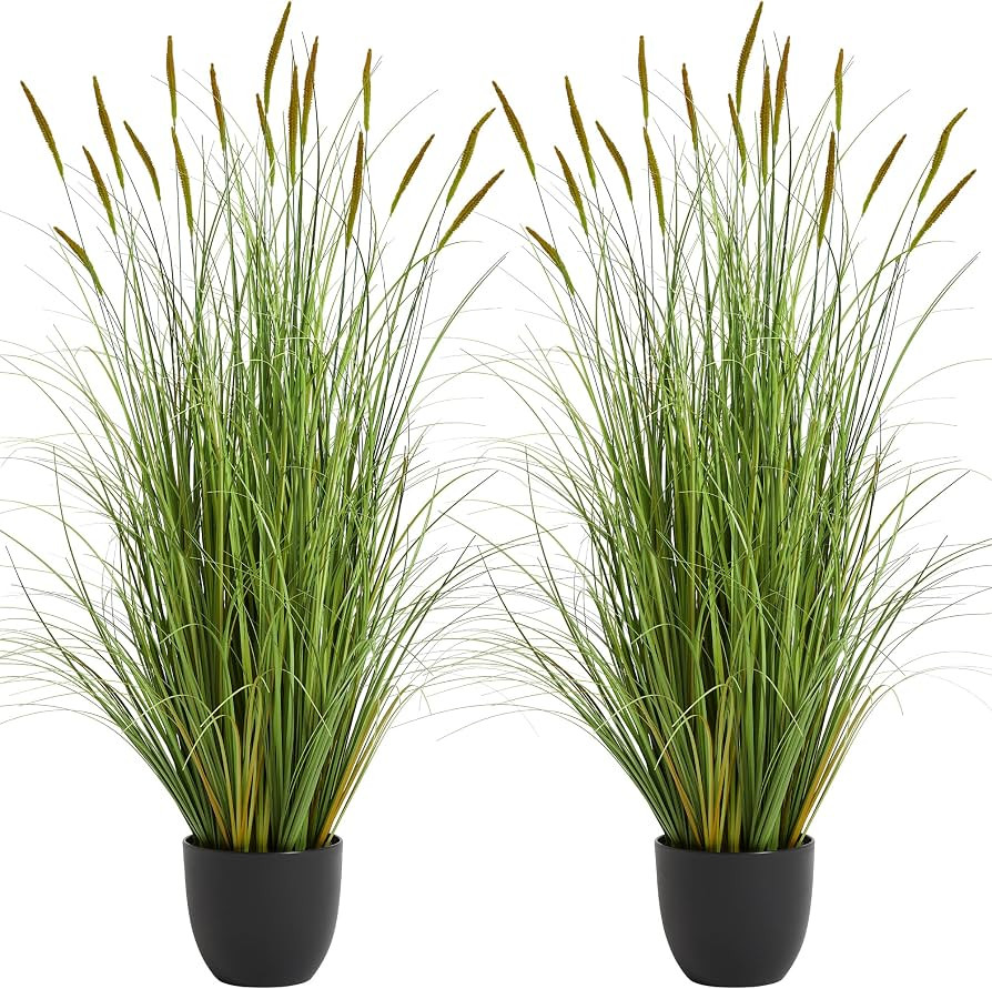 KOL 4ft 2-Pack Artificial Cattail Reed Grass, 47.2\u2019\u2019 Artificial Indoor Outdoor Fake Oni... | Amazon (US)