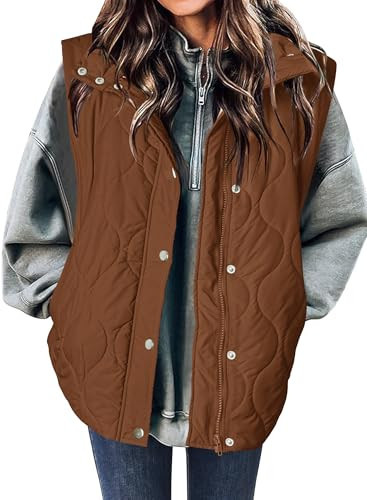 Zeagoo Winter Outfits for Women 2025 Lightweight Downe Vest with Pockets Puffer Quilted Jacket Zip Up Outerwear | Amazon (US)