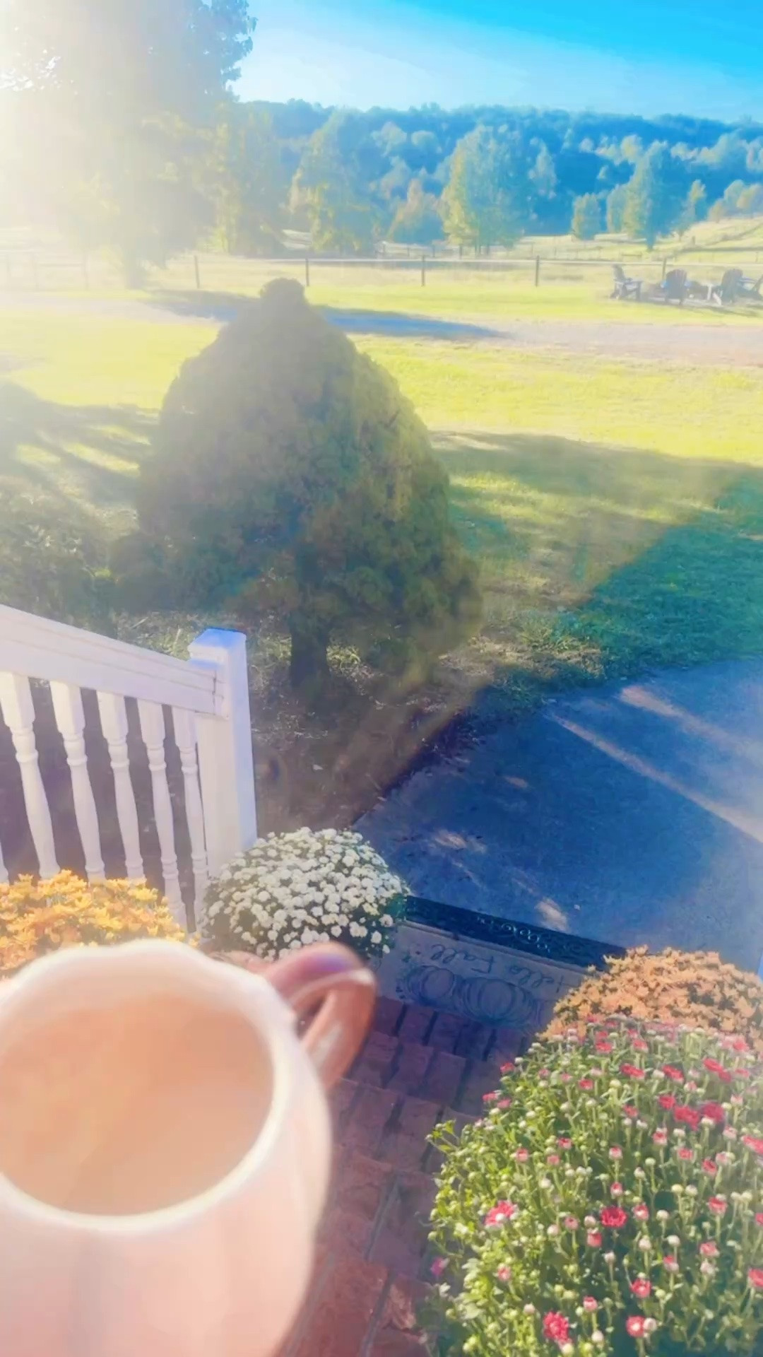 Forever thankful for the most beautiful fall morning coffee ☕️ view 🌅 here on the farm 🌳 each and every morning!! 🥲