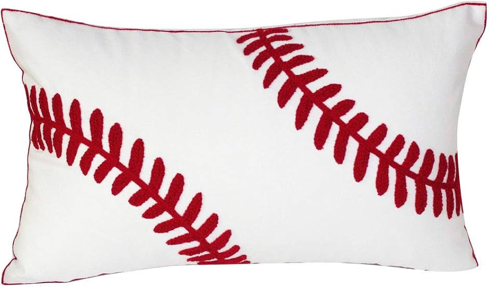 Embroidered Baseball Throw Pillow Cover,12 X 20 Inches Decorative Canvas Pillow Cover for Basebal... | Amazon (US)