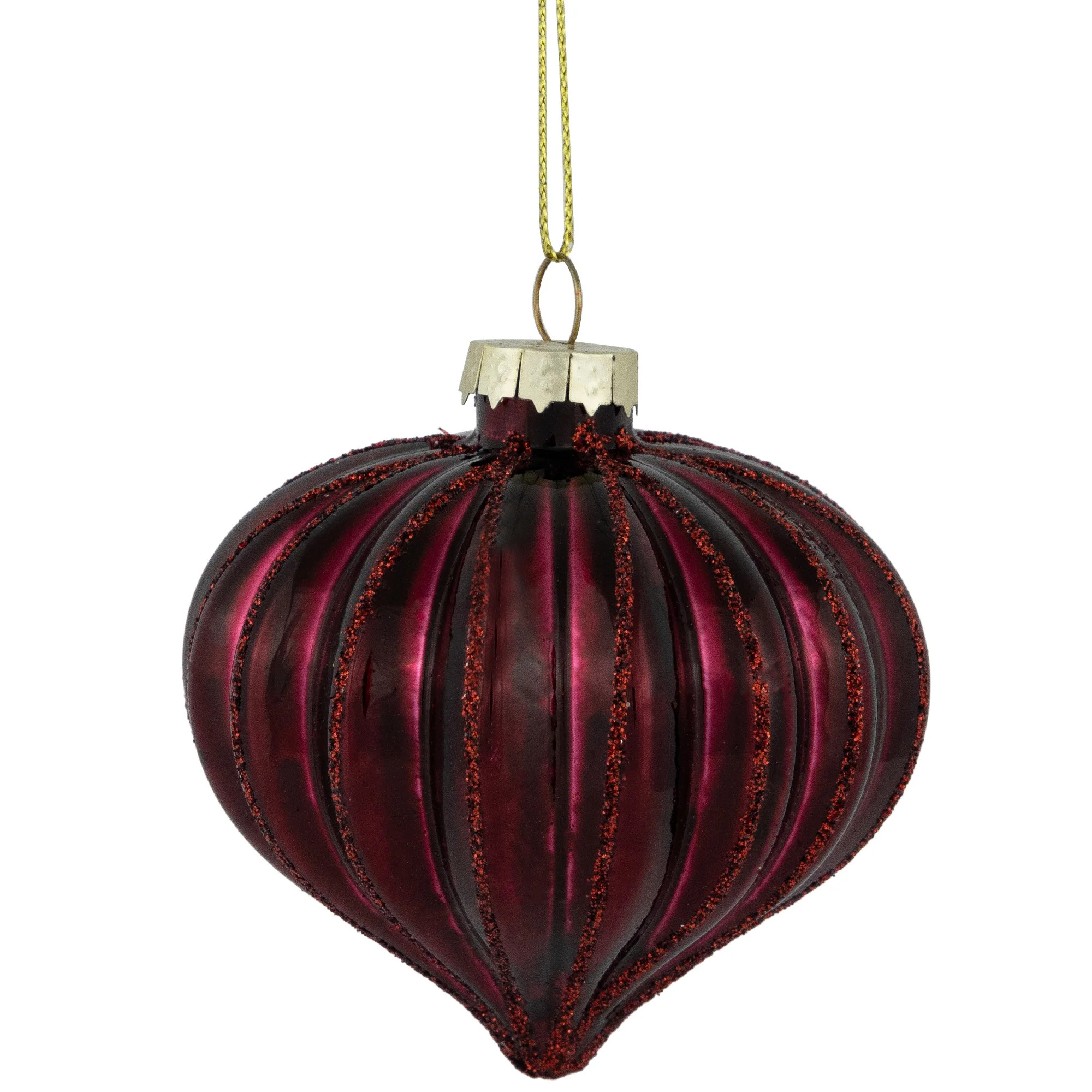 4ct Shiny Maroon Onion Glass Christmas Ornaments 3" | Walmart (US)