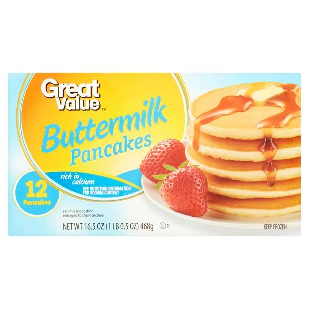 Great Value Buttermilk Pancakes, 16.5 oz, 12 Count (Frozen) | Walmart (US)