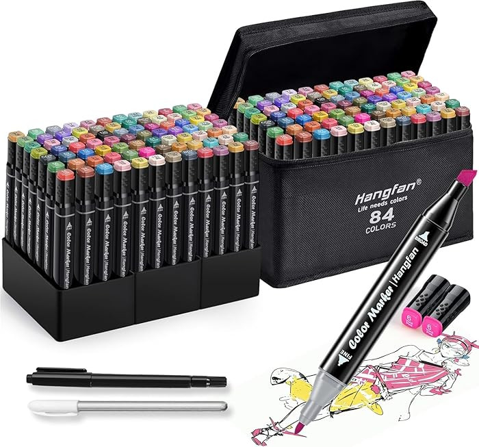 Alcohol,84 Colors Dual Tip Coloring Markers for Adults,Markers for Adults,Give 1 White Highlighte... | Amazon (US)