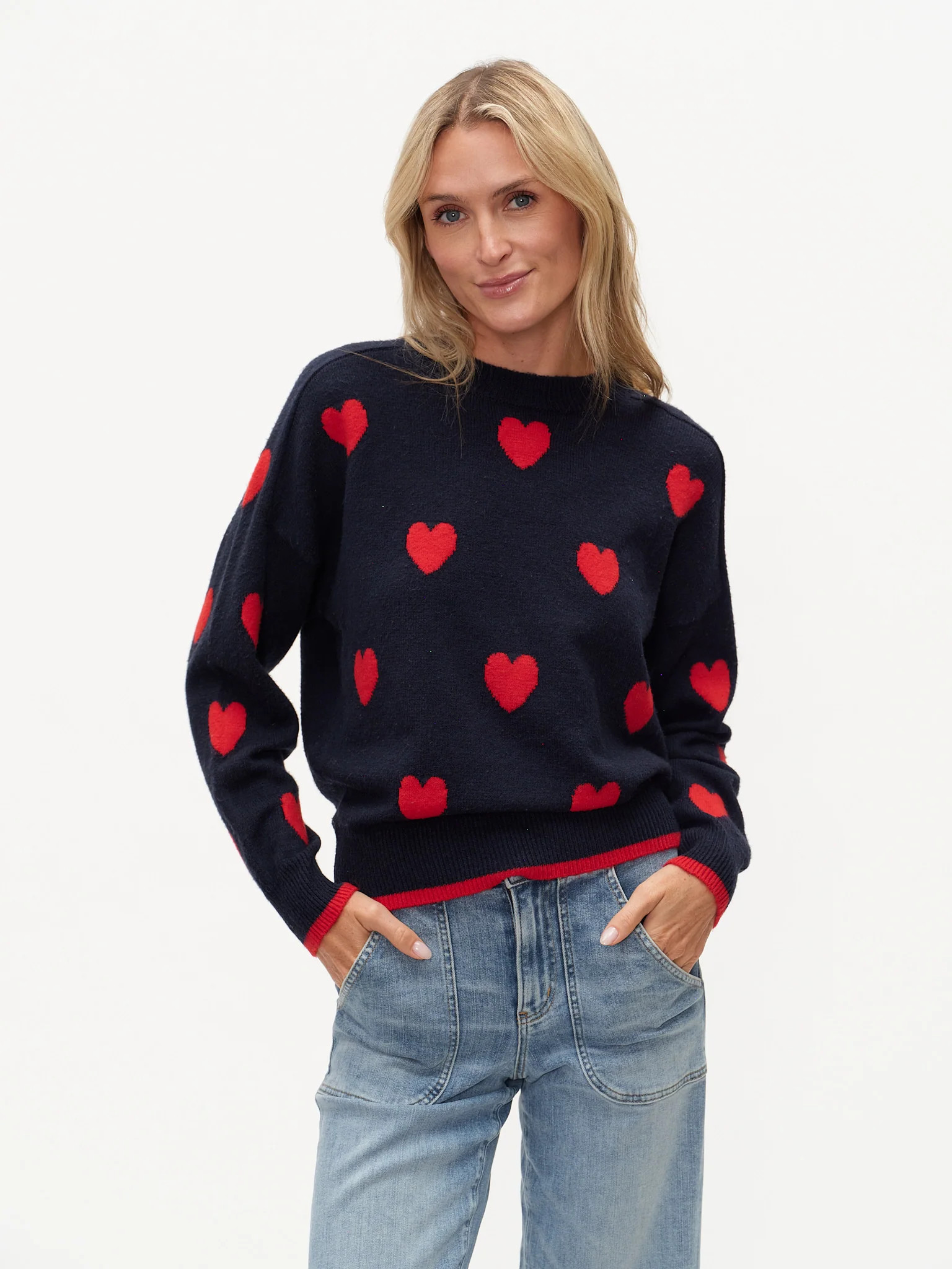 valentina sweater [navy/red] | Six Fifty Clothing