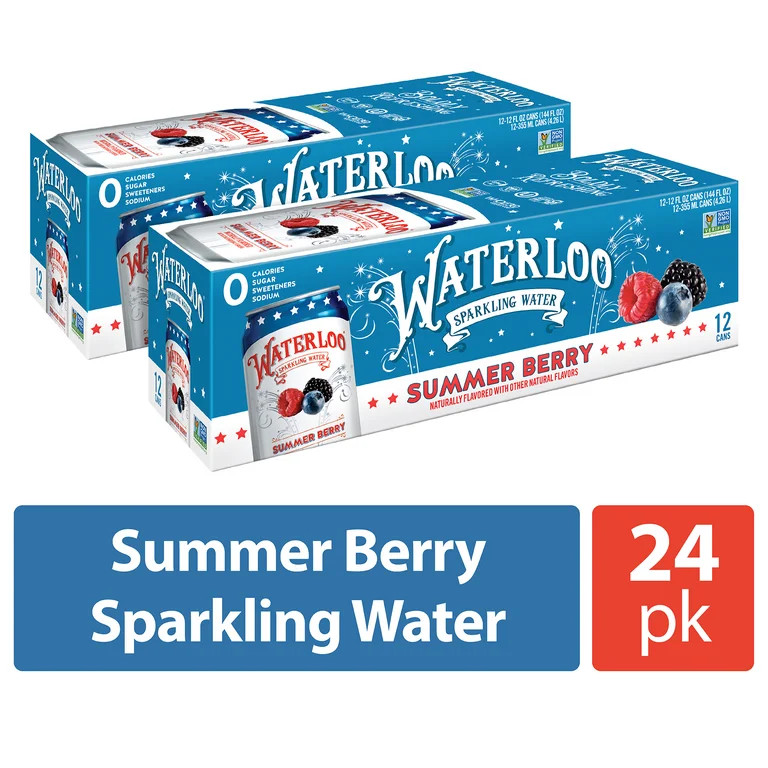 Waterloo Sparkling Water, Summer Berry, 12 fl oz, 24 Pack Cans | Walmart (US)