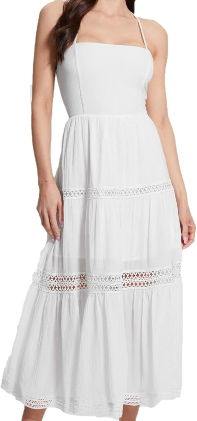 GUESS Women's Sleeveless Lace Up Long Safa Dress | Amazon (US)