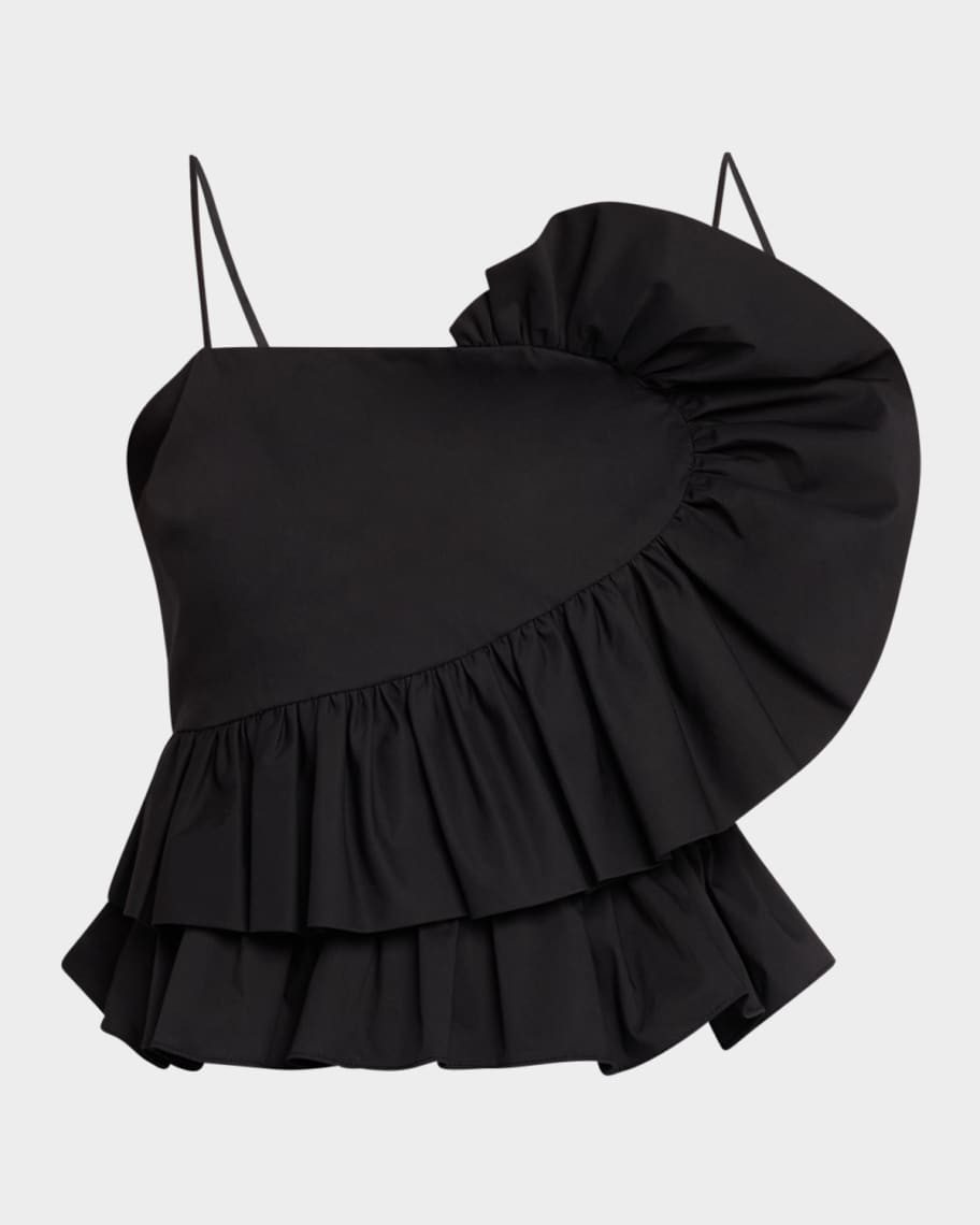Tanya Taylor Claudette Architectural Ruffle Top | Neiman Marcus