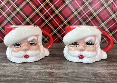 TWO-Vintage MCM Winking Santa Claus Mugs Great Condition | eBay US