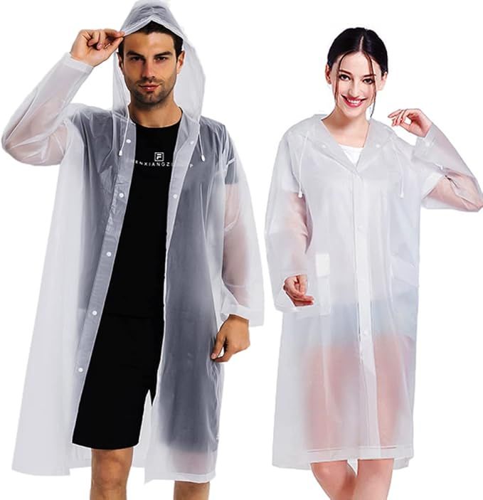 COOY Rain Coats (2 Pack) - Reusable EVA Rain Ponchos for Adults Rain Jackets Raincoats for Men Wo... | Amazon (US)