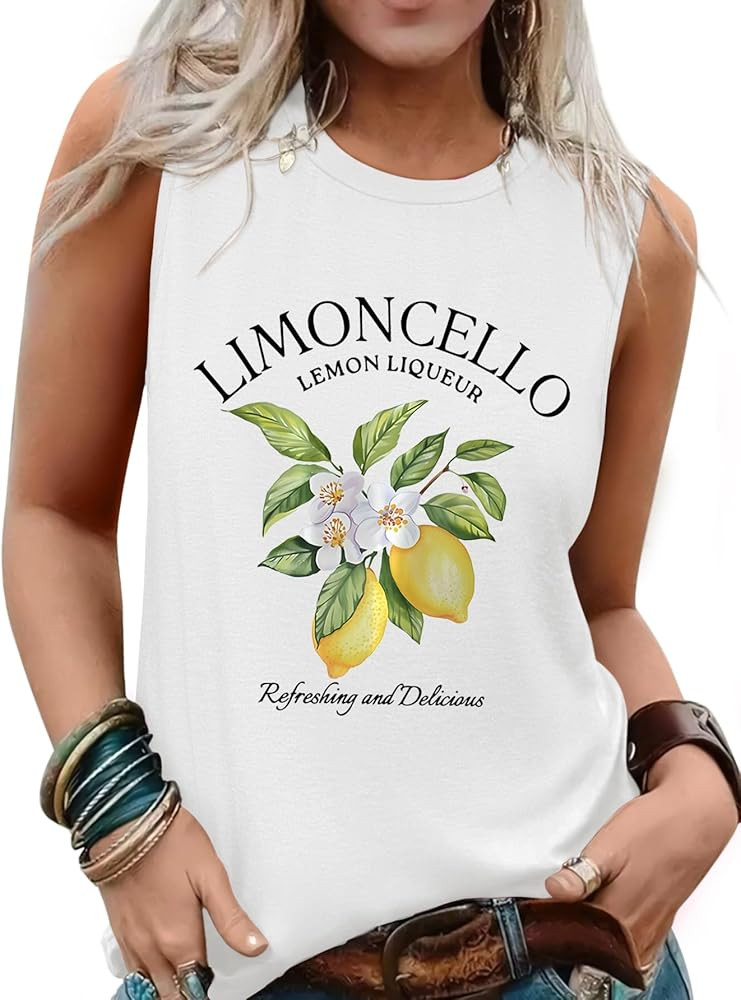 Sleeveless Tank Tops for Women 2025 Summer Casual Blouses Graphic Tees Loose Fit Crewneck Vacatio... | Amazon (US)