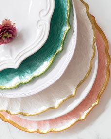 Pastel Glass Service Plate/Charger, White | Horchow