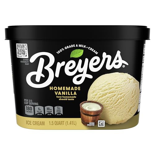Breyers Classics Ice Cream For a Delicious Frozen Treat Homemade Vanilla Made with 100% Grade A Milk & Cream, Sustainably-Farmed Vanilla 48 oz | Amazon (US)