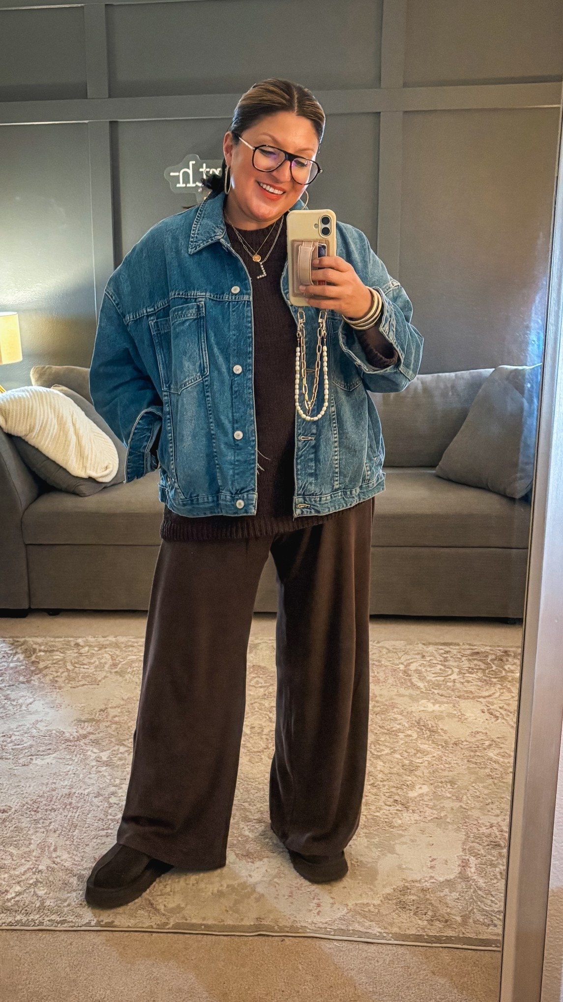 Abercrombie sweater (L)
Abercrombie lounge pants (XL)
Ugg Tazz
Free People denim jacket 

#LTKSaleAlert #LTKMidsize #LTKOver40