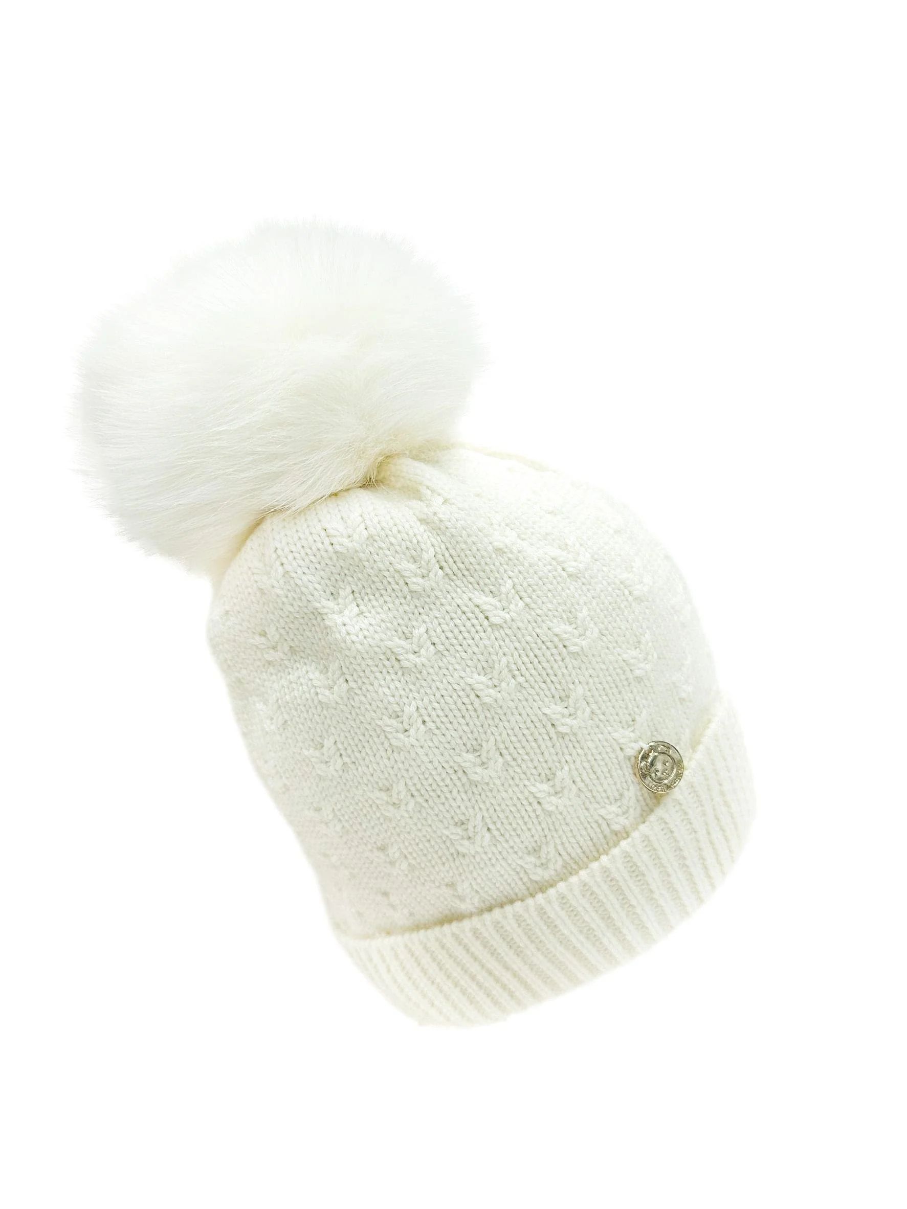 Parker Ivory Merino Wool Faux Fur Beanie Hat | petite maison kids
