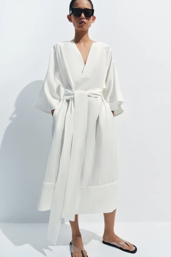 ZW COLLECTION TUNIC DRESS WITH BELT | Zara UK