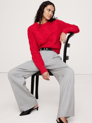 Cotton-Blend Cable-Knit Sweater | Banana Republic (US)