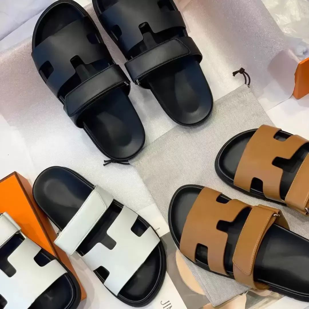 Designer Chypre H Slippers Lady Leather Sandals Men Women Flip Flops Summer Beach Flat Slipper Si... | DHGate
