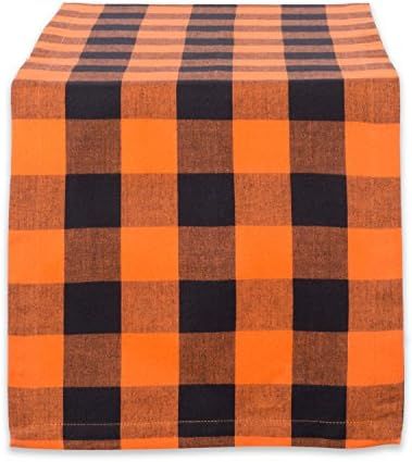 DII Buffalo Check Collection, Classic Farmhouse Table Runner, 14x108", Orange & Black | Amazon (US)