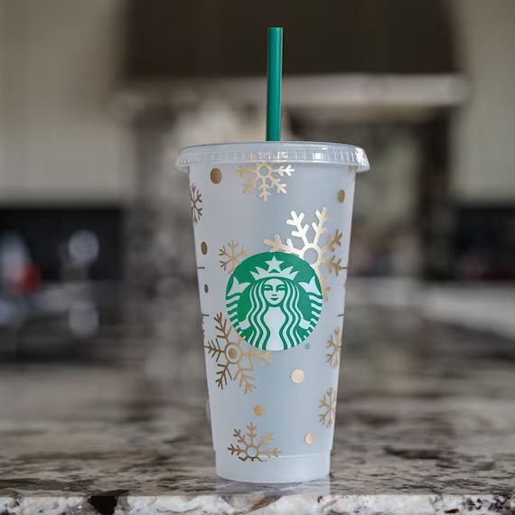 Holographic Snowflakes Glimmer Metallic Winter Reusable Venti Starbucks Cup | Gift for Her | Wint... | Etsy (US)