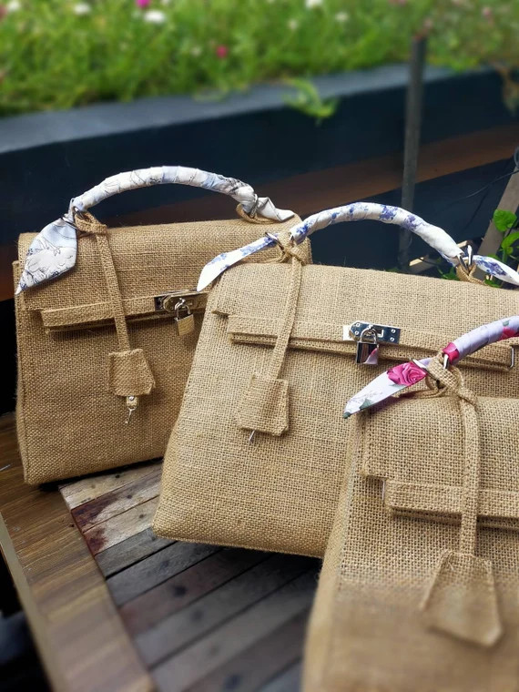 Readystock ! Handmade burlap / jute bag, Medium size (35cm) | Etsy (US)