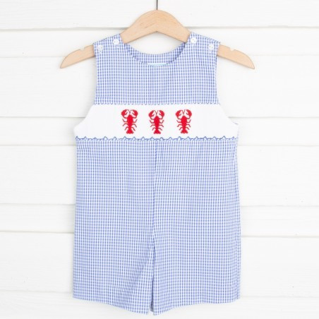 Lobster Smocked Jon Jon Royal Blue Check | Classic Whimsy