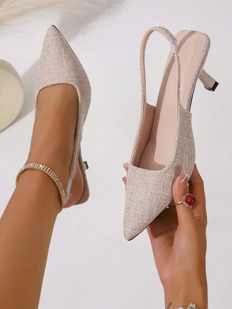 Women Pointed Toe Fashion Elegant Black Open Back High Heel Shoes, Women White Closed Toe Stilettos Large Size | SHEIN