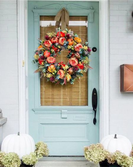 Gorgeous Fall wreath, pumpkins &  porch decor! 🍁 🍂 

#falldecor #frontorch #falldecorations #walmart #fallwreath #wreath #homedecor #pumpkins #halloween #halloweendecor #whitepumpkin

#LTKhome #LTKHalloween #LTKSeasonal