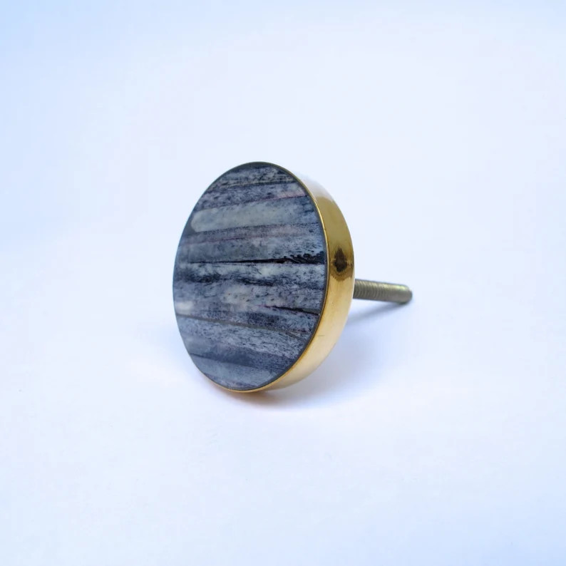 Sand Dunes Gray Dresser Knob – Coastal Cabinet Pull with Gold | Etsy (Global)