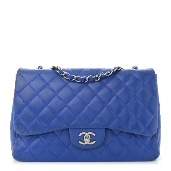 Lambskin Quilted Jumbo Single Flap Blue | FASHIONPHILE (US)