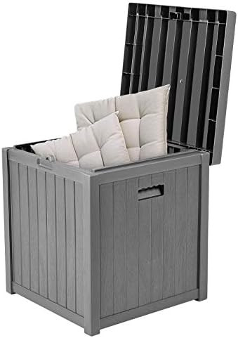 Incbruce Resin Wicker Outdoor Storage Container, Patio Garden Storage Deck Box With Handles(Grey) | Amazon (US)
