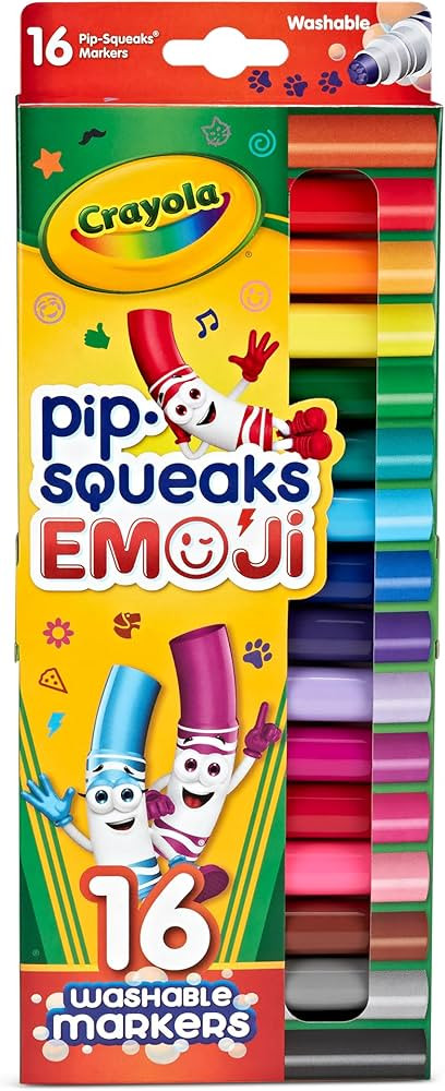 Crayola Emoji Pip Squeaks Washable Markers (16ct), Toddler Mini Stamper Marker Set, Coloring Supp... | Amazon (US)