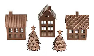 CANVAS Holiday Homecoming Collection Galvanized Metal Winter House & Tree Set, 5-pc | Canadian Tire