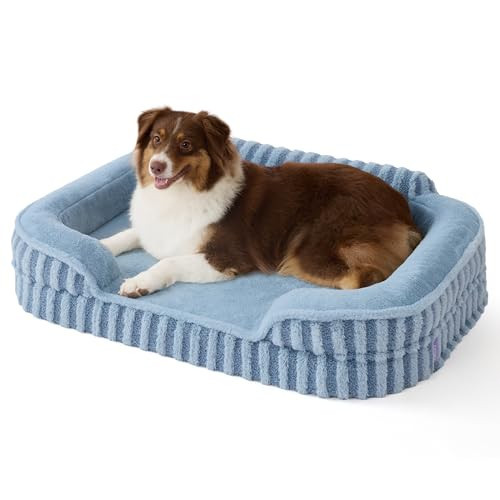 LE SURE Cute Dog Beds Large Sized Dog, Orthopedic Waterproof Large Pet Bed with Sides, Non-Slip Bottom and Egg-Crate Foam Pet Couch Sofa with Washable Removable Cover, Blue | Amazon (US)