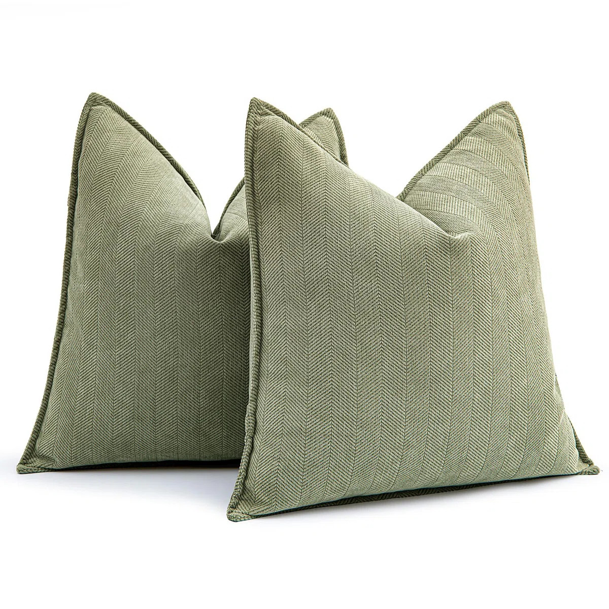 Pack Of 2 Sage Green Decorative Pillow Covers 20X20 Inch Soft Chenille Luxurious Couch Throw Pill... | Wayfair North America