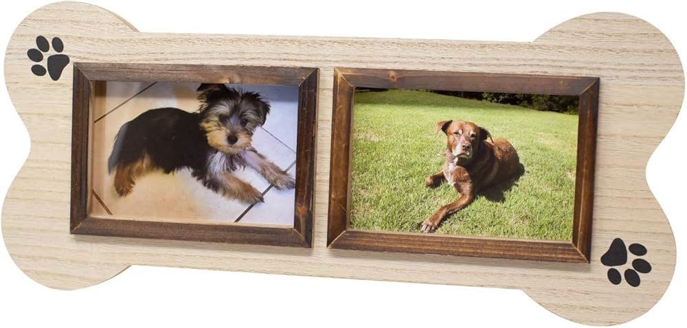 Dog Picture Frame Unique Collage, 4x6 Two Photo picture frame in the shape of a Dog Bone. Makes a gr | Amazon (US)