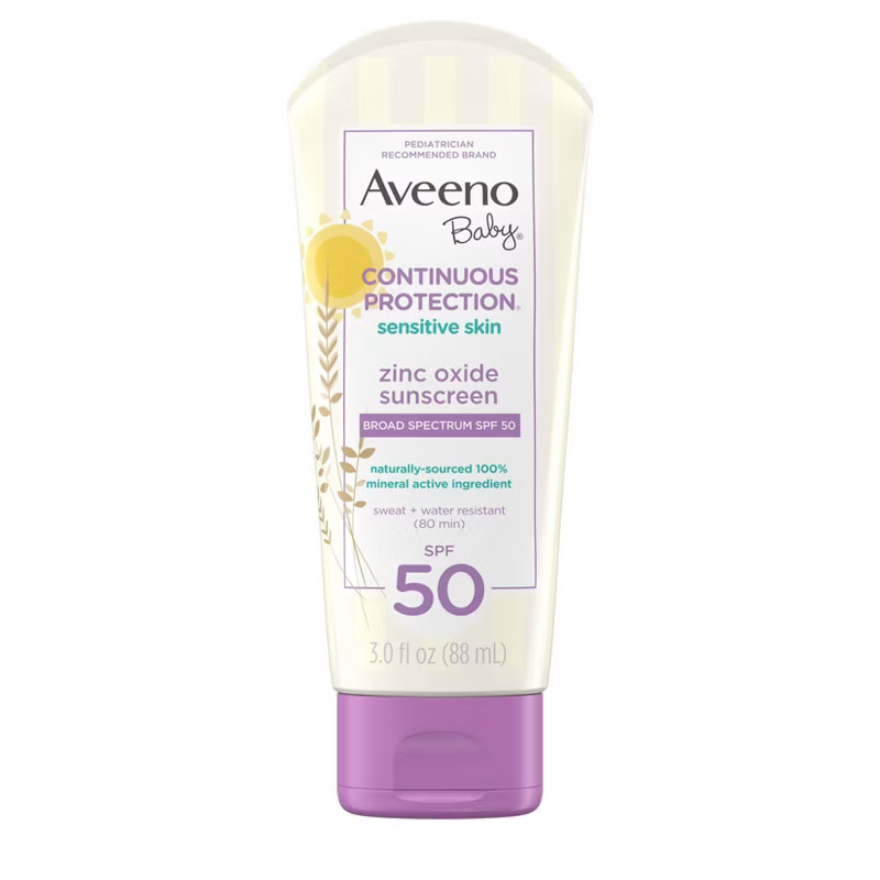 Aveeno Baby Continuous Protection Sensitive - Zinc Oxide with Broad Spectrum Skin Lotion Sunscree... | Target