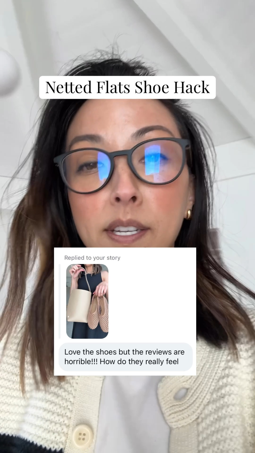 Netted flat shoe hack: glasses nose adhesive 

Staud flats run tts
Marc Foshe flats - size down a half size  