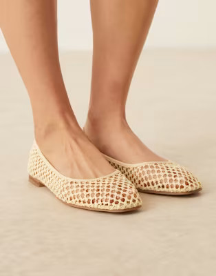 ASOS DESIGN Wide Fit Lagoon weave ballet shoes in buttermilk | ASOS | ASOS (Global)