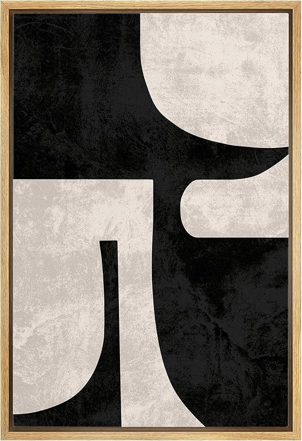MUDECOR Framed Canvas Print Wall Art Geometric Harmony Black and White Abstract Modern Art Minima... | Amazon (US)