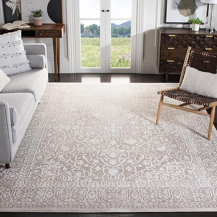 SAFAVIEH Area Rug 9x12 - Reflection Collection - Large - Beige & Cream, Non-Shedding & Easy Clean... | Amazon (US)