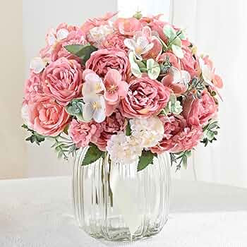 MARTINE MALL 8 Packs Peonies Artificial Flowers, Pink Artificial Peonies, Silk Peonies Flowers Fa... | Amazon (US)
