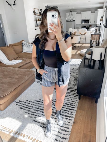 I’ve been loving the boxer shorts trend lately! I think they’re the perfect everyday casual outfit! This look could easily take me from brunch to running some errands 👏🏼 & of course I had to style them with my platform converse — probably one of my most worn shoes! 

Bodysuit — small
Vest — xs
Shorts — xs

oversized denim vest outfit | striped boxer shorts | boxer short trend | black leather platform converse sneakers outfit | shapewear bodysuit | summer running errands outfit | casual brunch outfit ideas | comfy casual outfit 

#LTKFindsUnder50 #LTKFindsUnder100 #LTKStyleTip