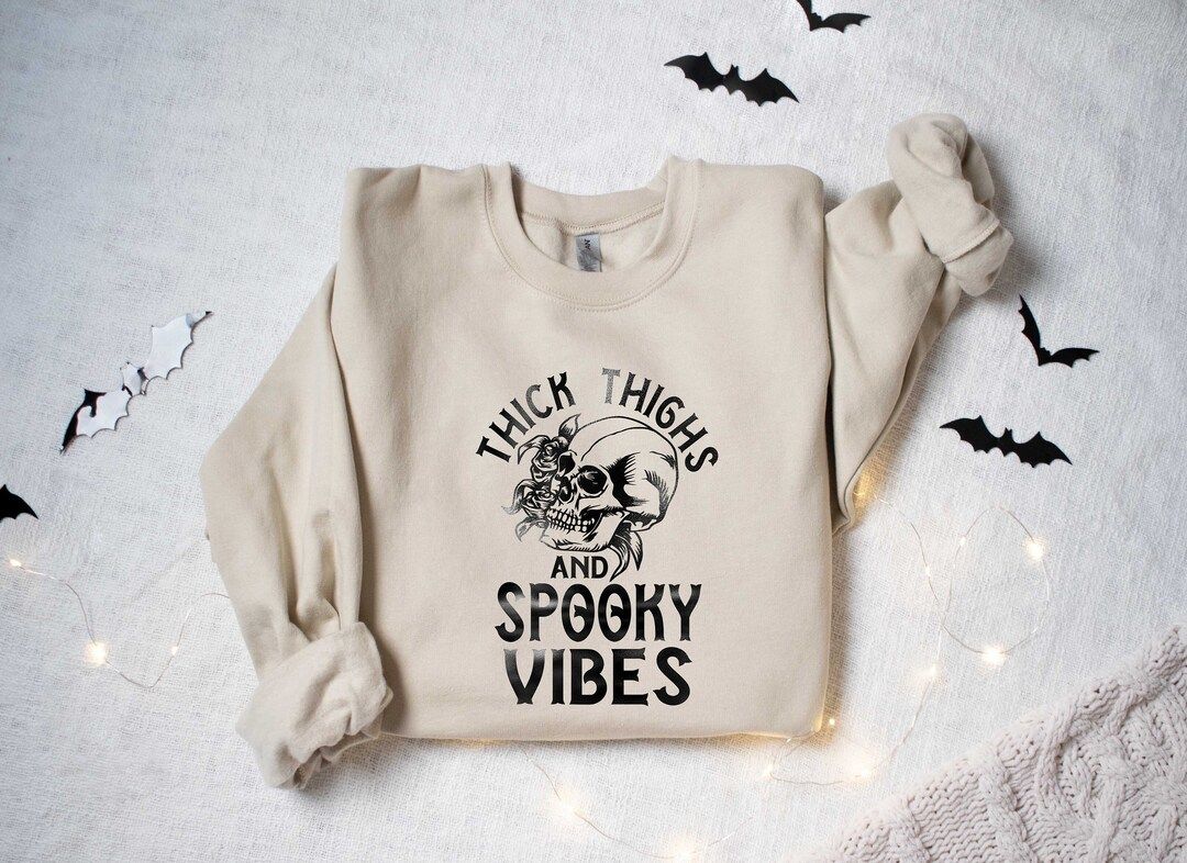 Thick Thighs and Spooky Vibes Sweatshirtfunny Halloween - Etsy | Etsy (US)
