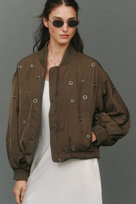 Pilcro Grommet Bomber Jacket | Anthropologie (US)