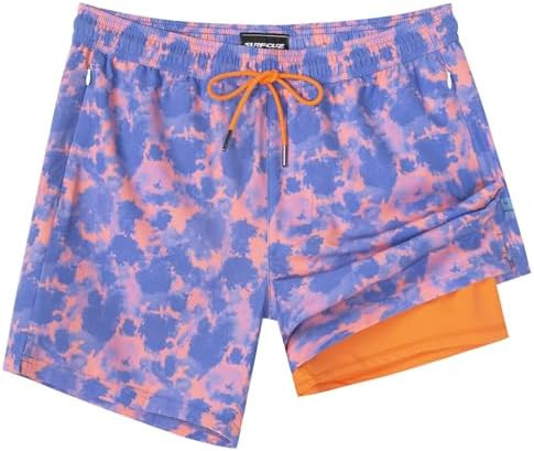 SURF CUZ Mens Swim Trunks with Compression Liner Swimming Trunks 5 Inch Bathing Suit Quick Dry Sw... | Amazon (US)