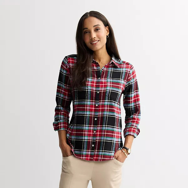 Women's Croft & Barrow® The Extra Soft Plaid Flannel Shirt | Kohl's
