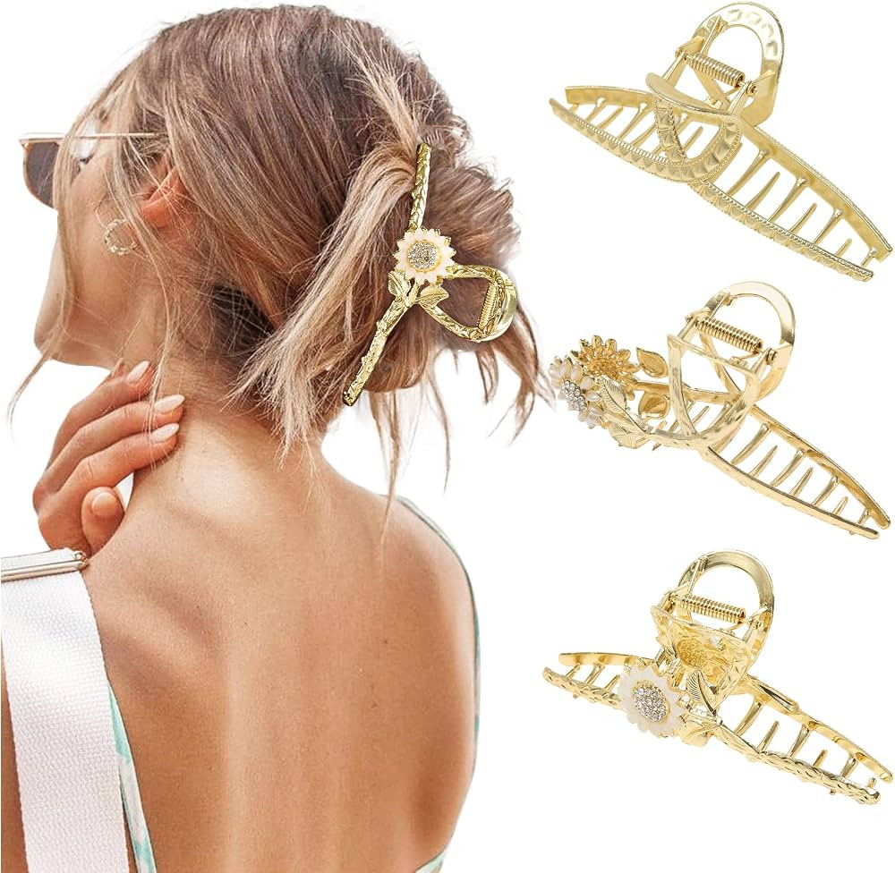Claw Hair Jaw Clips Barrettes - 3 Pcs Tortoise Acrylic Claw Clip Hair Clamp Grips for Women Girls... | Amazon (US)