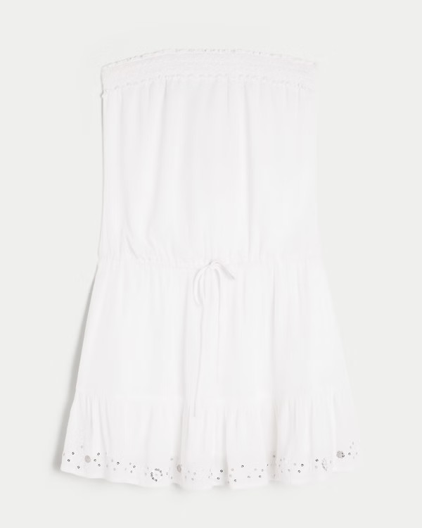 Strapless Drawstring Blouson Mini Dress | Hollister (US)