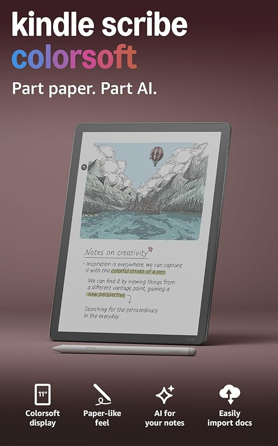 Amazon Kindle Scribe Colorsoft 64GB (newest model) — 11” paper-like color display with front ... | Amazon (US)